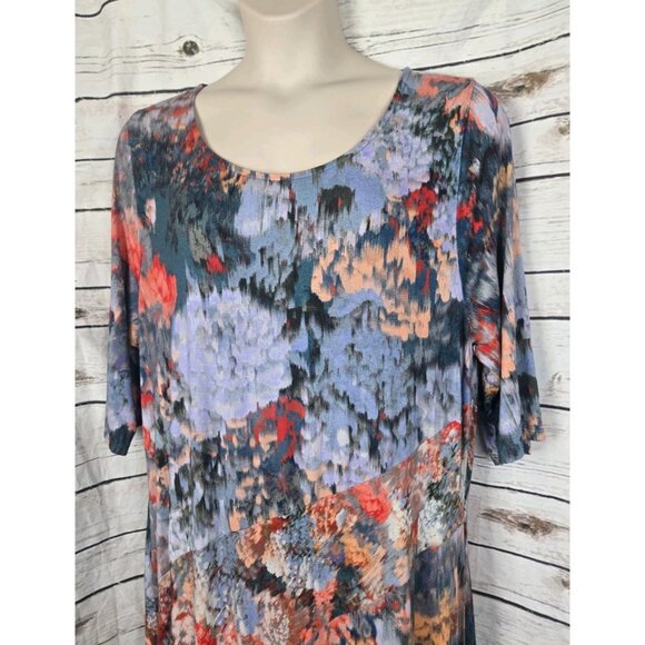 Soft Surroundings Nanette Floral Maxi Dress 2X Watercolor Jersey Knit - Picture 3 of 6